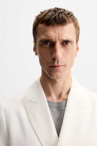 DOUBLE-BREASTED 100% LINEN BLAZER - White by Zara - Image 4