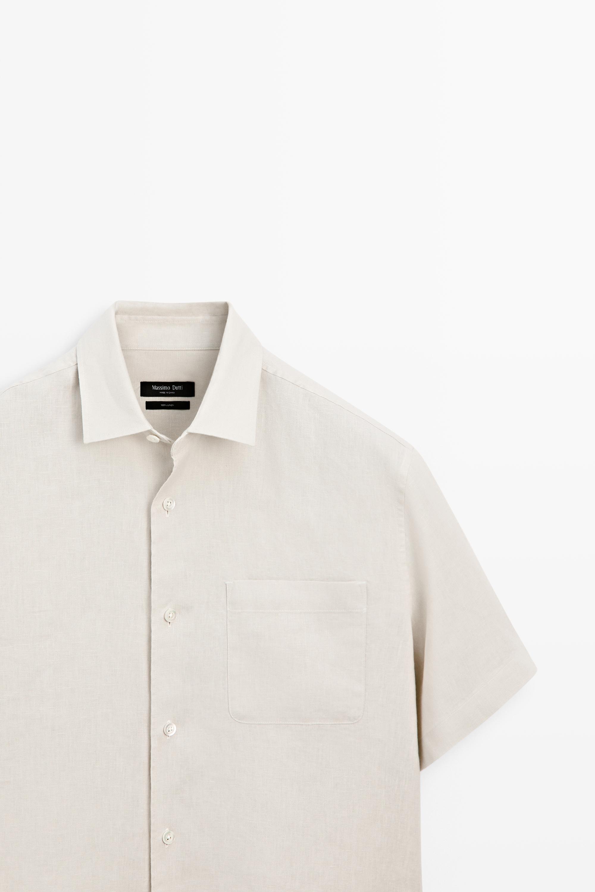 100% linen regular fit short sleeve shirt