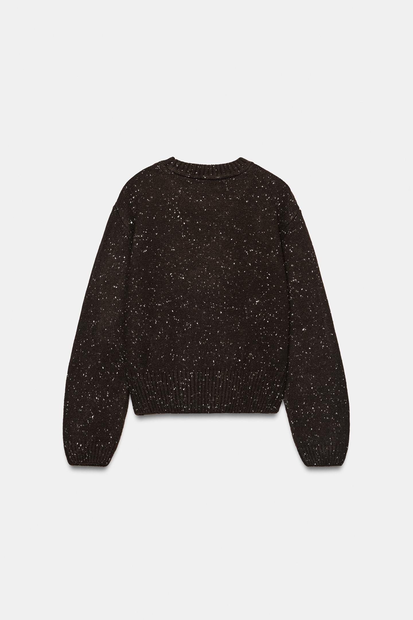 Женский свитер Zara Embroidered Letter Knit, цвет: Коричневый / Экрю — фото 6