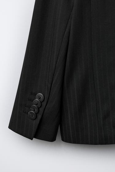PINSTRIPE BLAZER - Black by Zara - Image 3