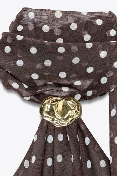 HALTER TOP WITH HARDWARE AND POLKA DOTS - Ecru / Brown by Zara - Image 8