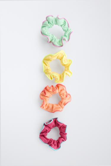 LOT DE QUATRE CHOUCHOUS À LISERÉS EN CONTRASTE - Multicolore de Zara - Image 3