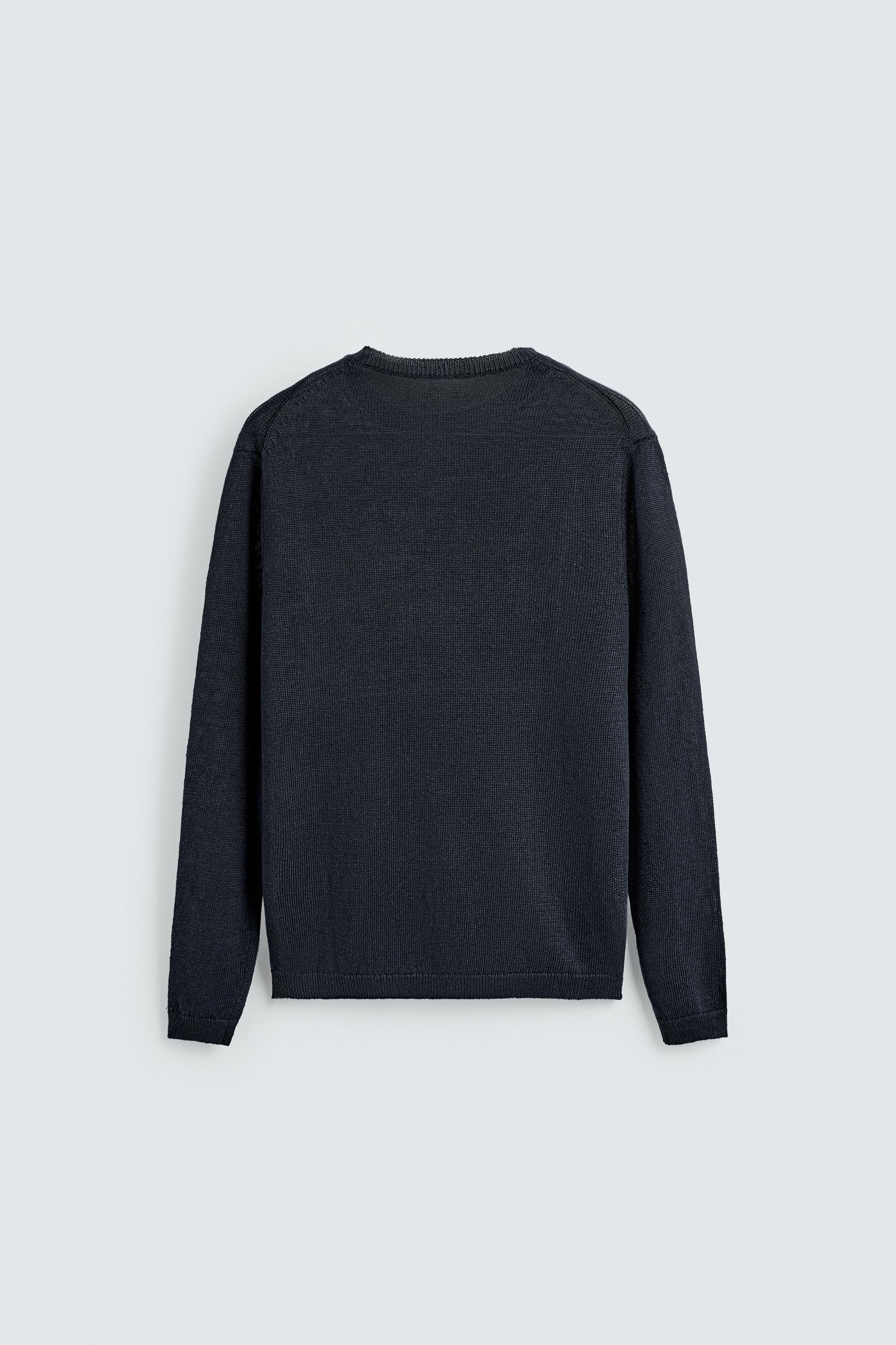 リネン100%レギュラーフィットセーター - ネイビーブルー | ZARA Japan 