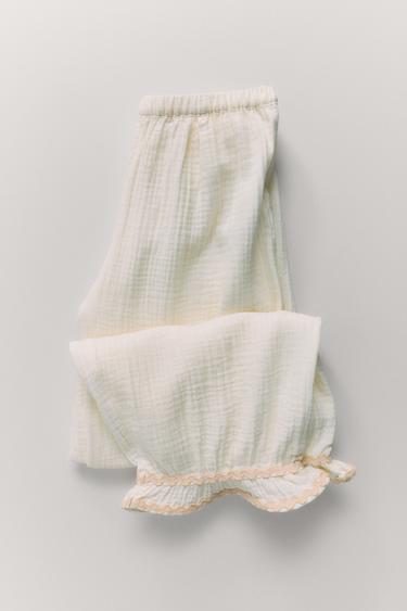 AGES 6-14 / CONTRAST RIPPLE TEXTURE PYJAMAS - Ecru by Zara