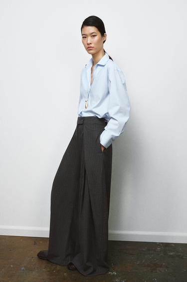 PANTALON WIDE LEG À PINCES ZW COLLECTION - Gris de Zara - Image 3