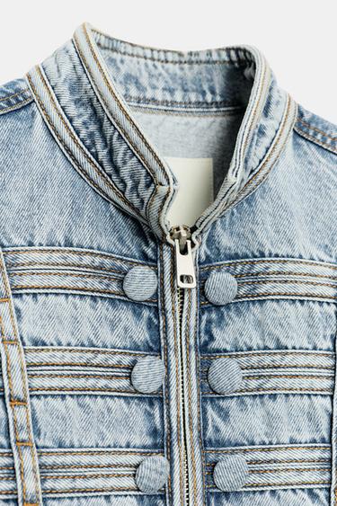 VESTE EN JEAN AJUSTÉE BOUTONS ZW COLLECTION - Bleu clair de Zara - Image 7