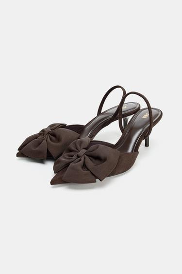 HEELED SHOES WITH BOW DETAIL - Brown by Zara - Image 2