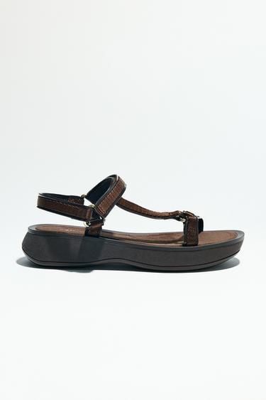 SANDALER MED VELCROREM - Chokoladebrun fra Zara
