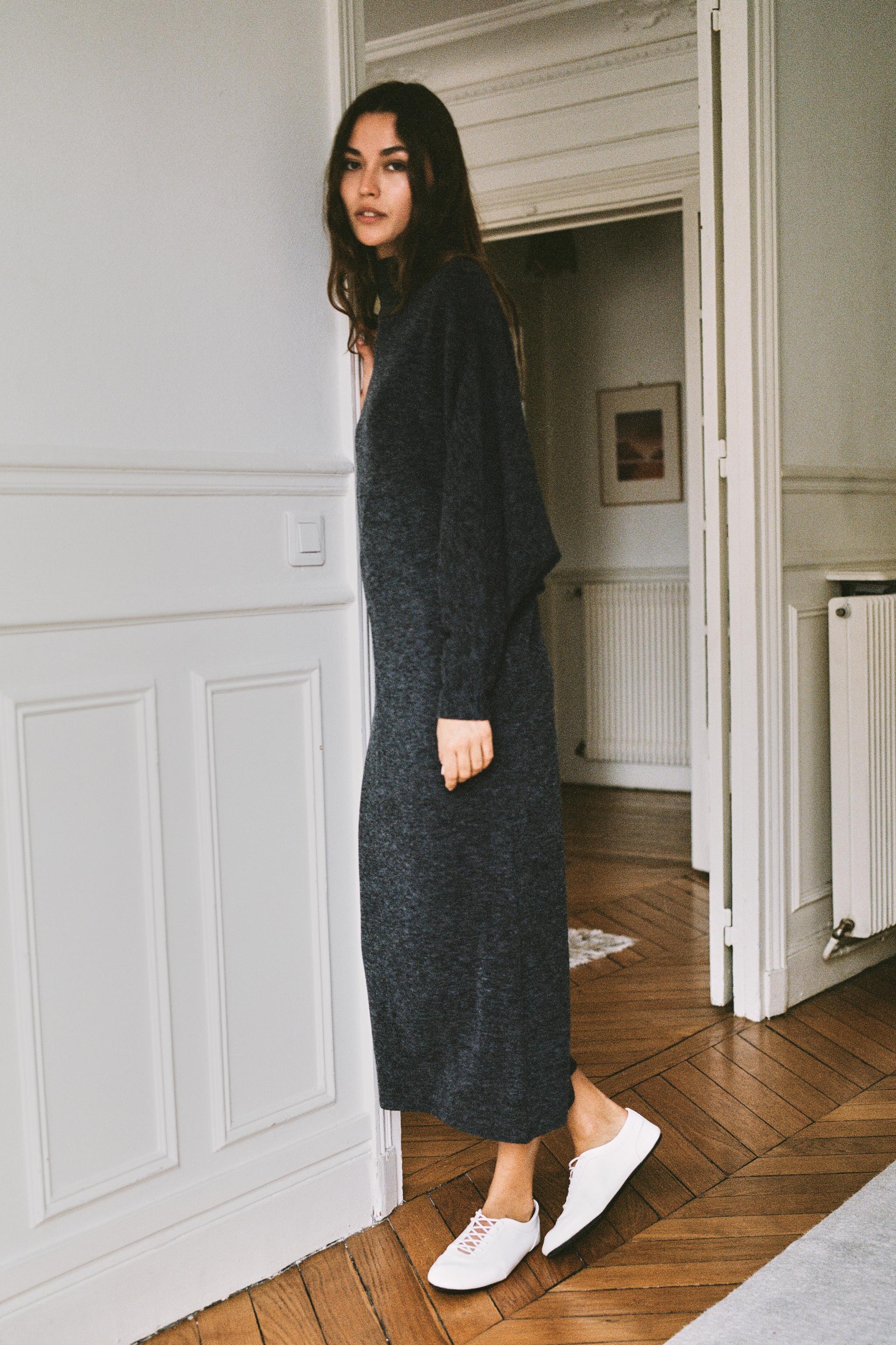 ROBE LONGUE MANCHES CHAUVE-SOURIS