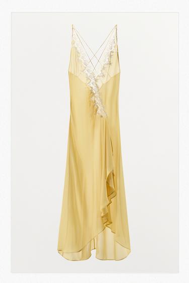 RUFFLED LACE GEORGETTE DRESS - Lemon by Zara