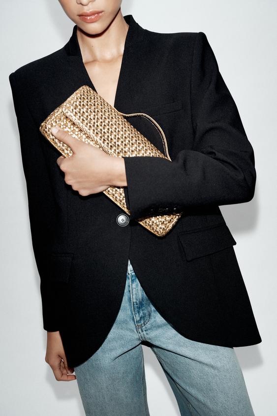 Zara WOVEN ENVELOPE BAG - Gold - Image 0