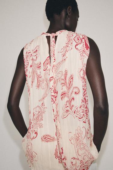 ZW COLLECTION PRINTED TOP - Ecru / Red by Zara - Image 2