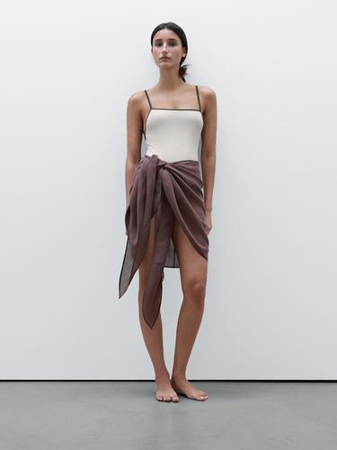 Falda pareo multiposición - Marrón de Zara - Imagen 0
