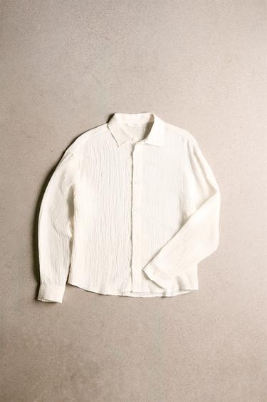 CAMISA 100% LINO EFECTO ARRUGADO - Crudo de Zara