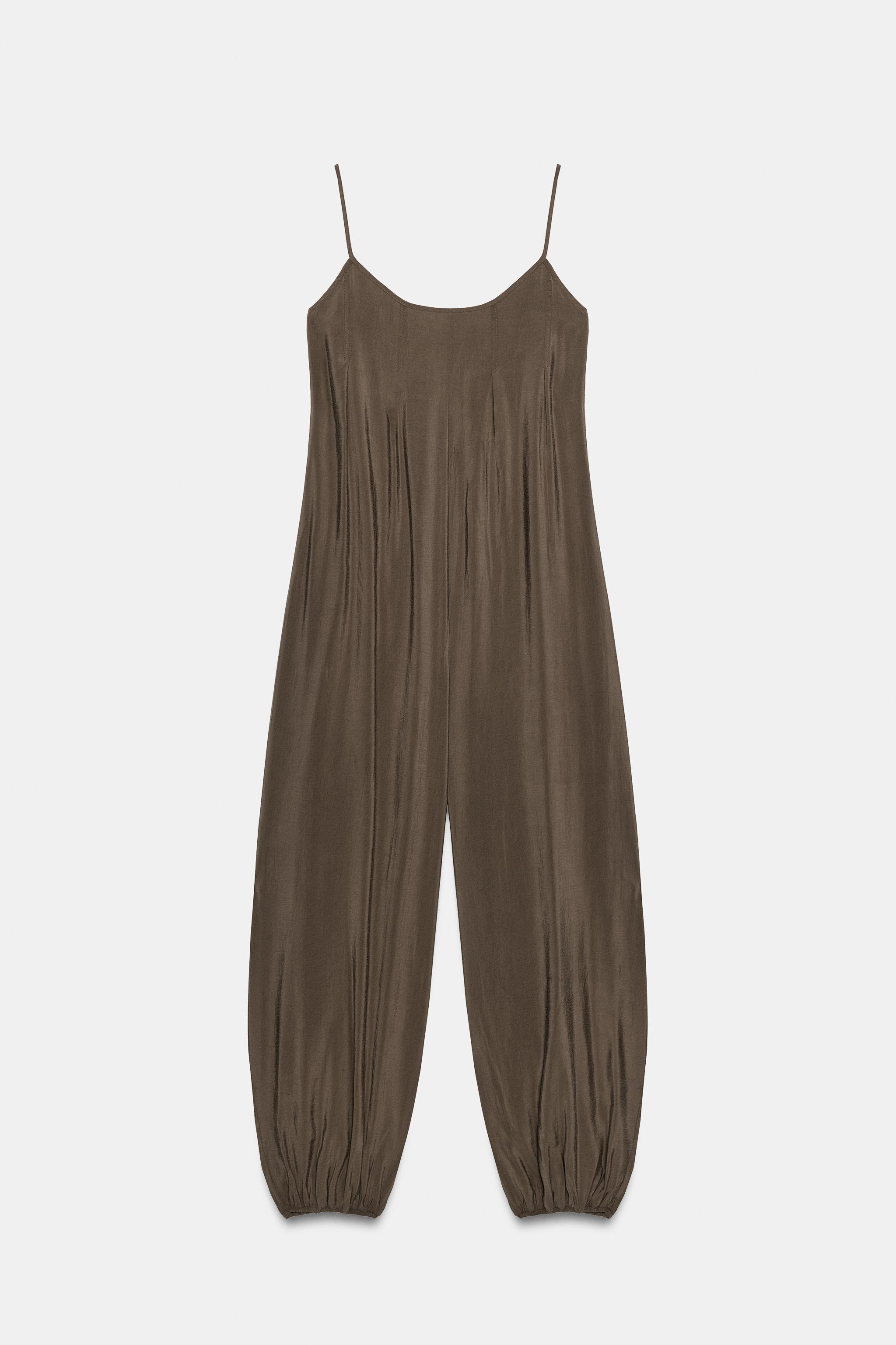 Женские комбинезоны Zara LONG FLOWY STRAPPY JUMPSUIT — фото 6