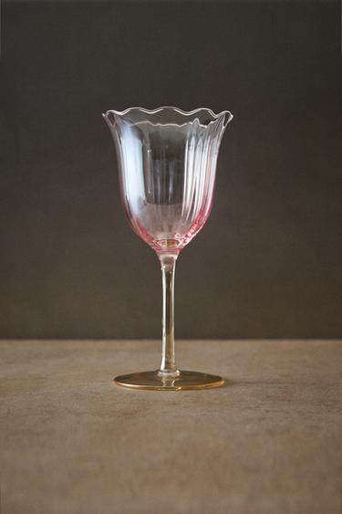 IRIDESCENT-EFFECT WINE GLASS - Pink by Zara
