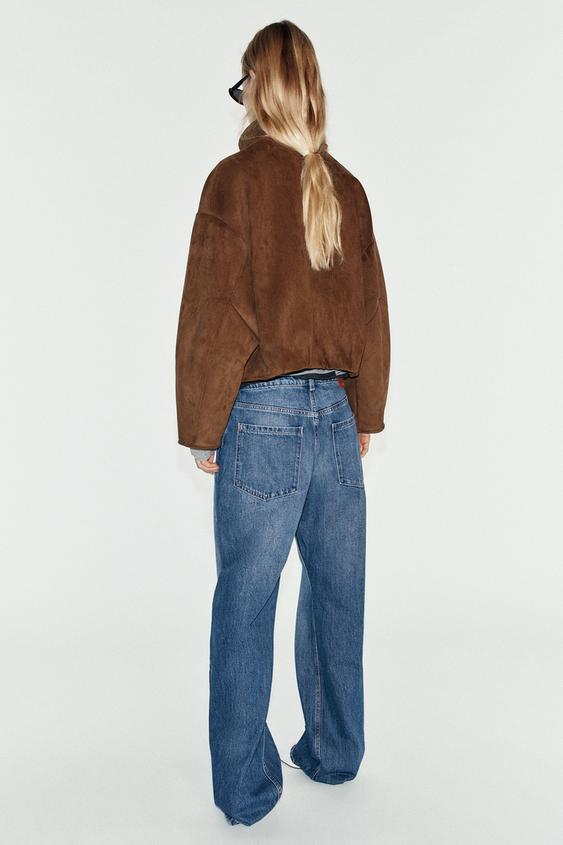 フェイクスエード ショートジャケット - ブラウン | ZARA Japan / 日本