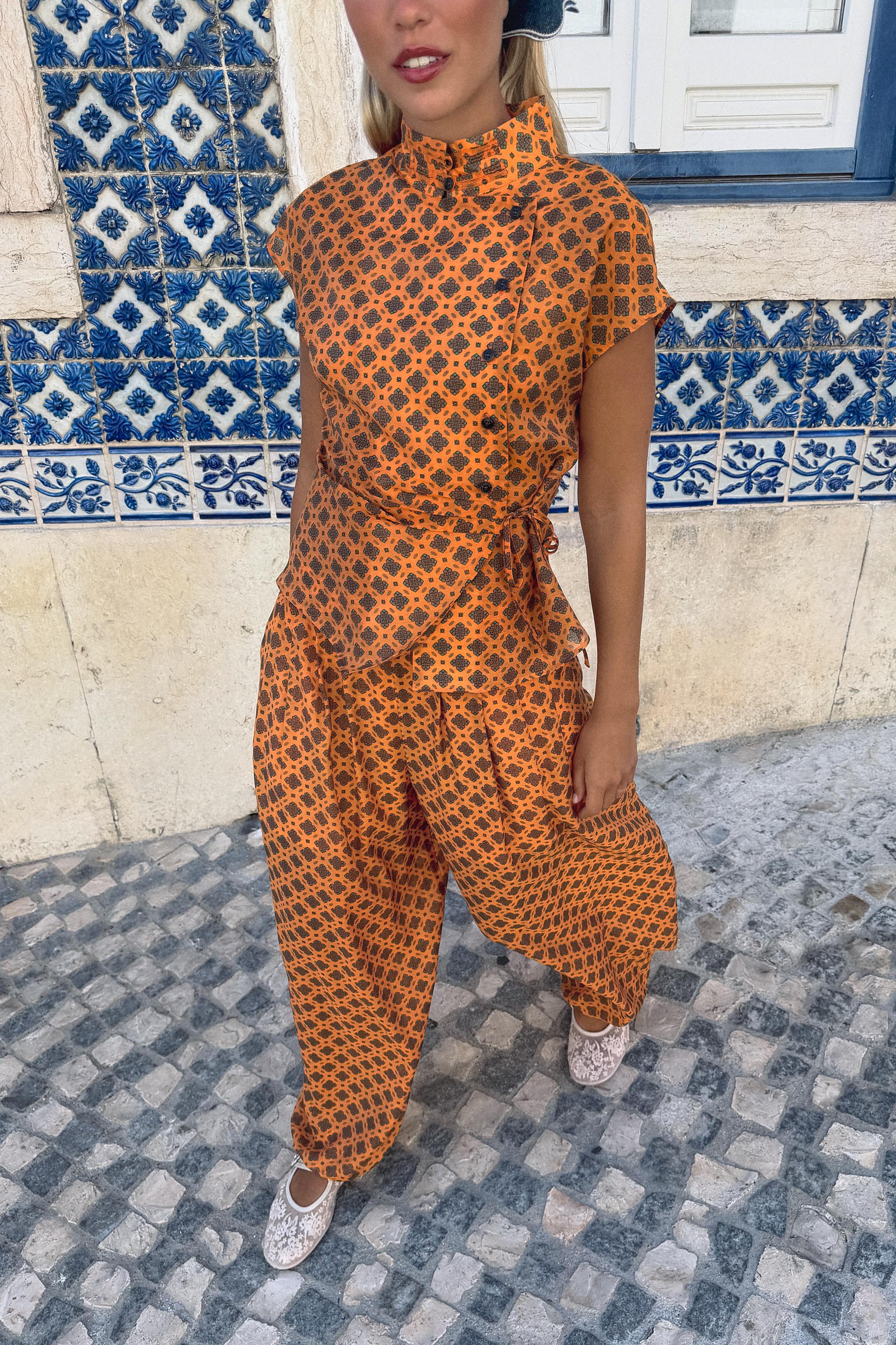 PRINTED PUFF PANTS — Multicolored