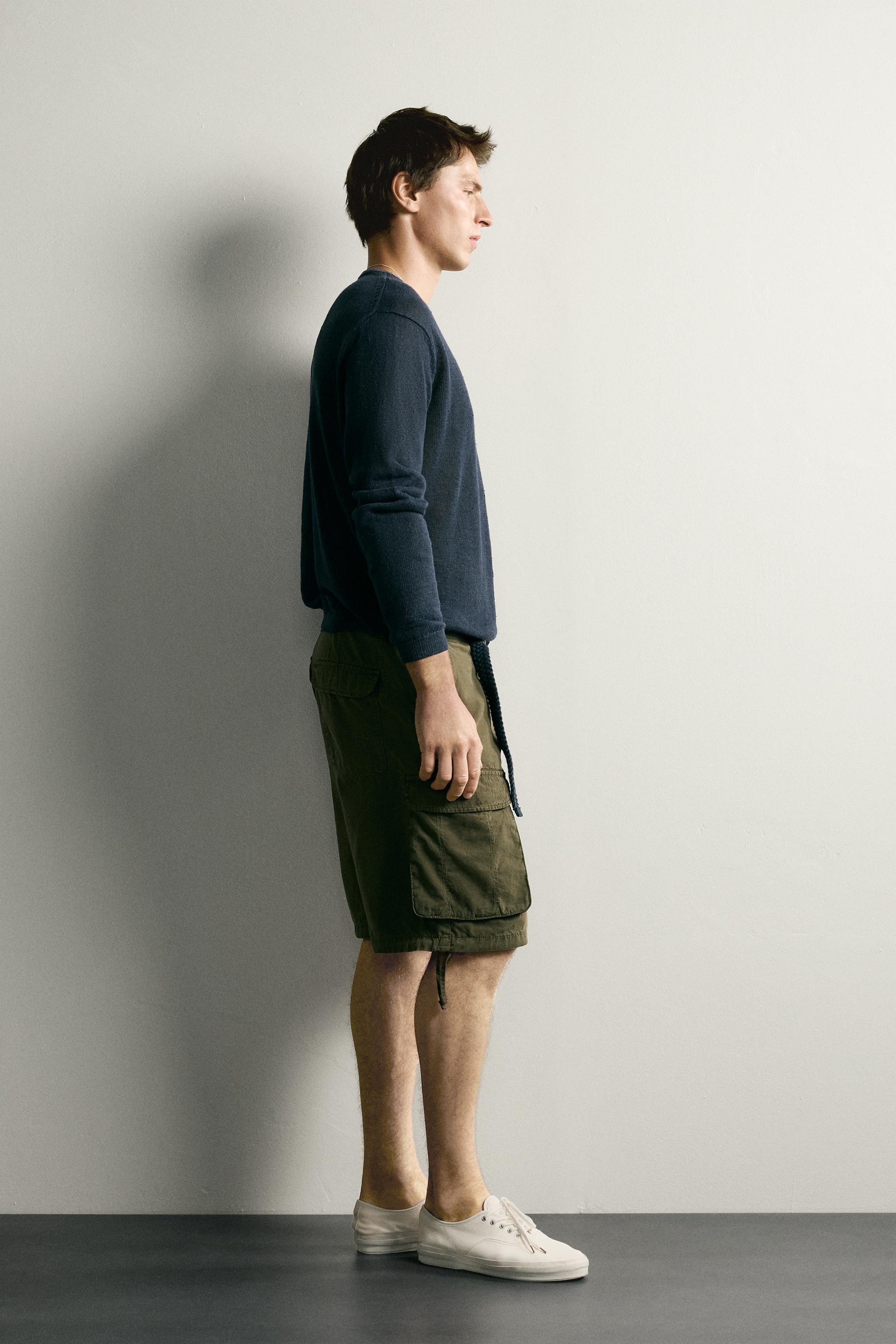 Мужские шорты Zara REGULAR FIT CARGO SHORTS WITH TABS — фото 4