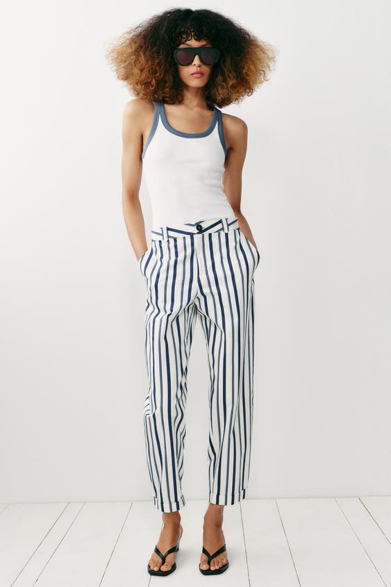 TOP MANGA SISA RIB - Azul / Blanco de Zara - Imagen 0