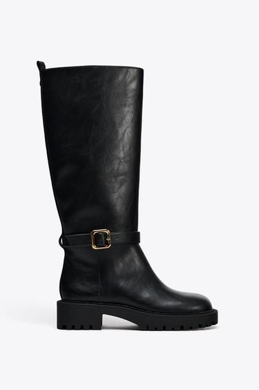 Zara FLAT LUG SOLE BOOTS - Black - Image 0