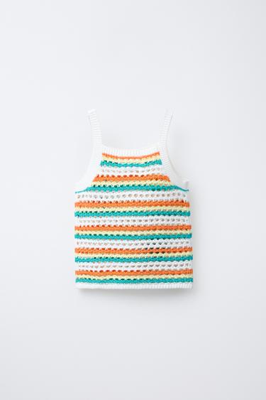 STRIPED KNIT TOP WITH NAUTICAL MOTIFS - Orange by Zara - Image 1