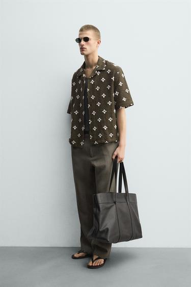 TEXTURED JACQUARD SHIRT - Dark khaki by Zara - Image 3