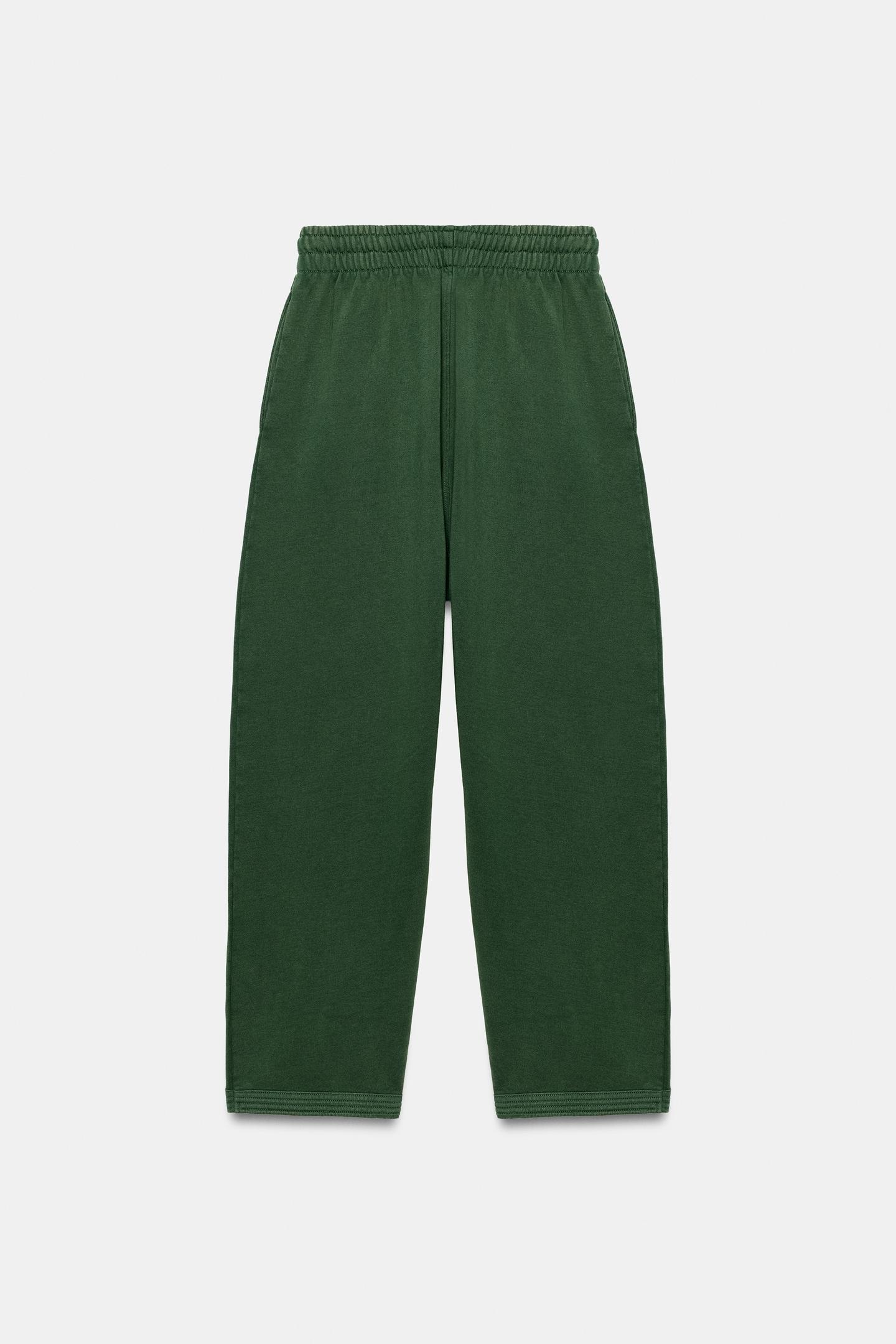 Женские брюки Zara Washed Effect, цвет: Зелёный — фото 8