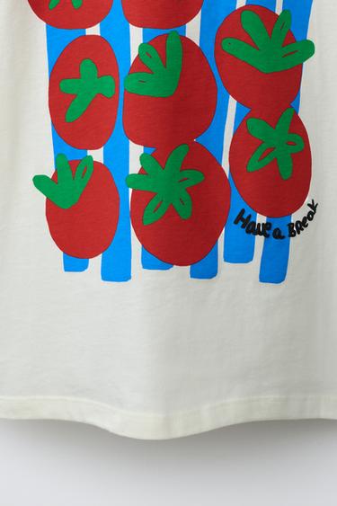 PRINTED TOMATO T-SHIRT - Ecru by Zara - Image 3