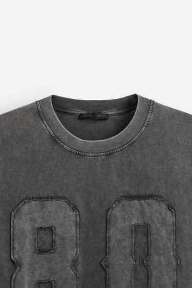 WASHED PATCH T-SHIRT - Dark anthracite by Zara - Image 9