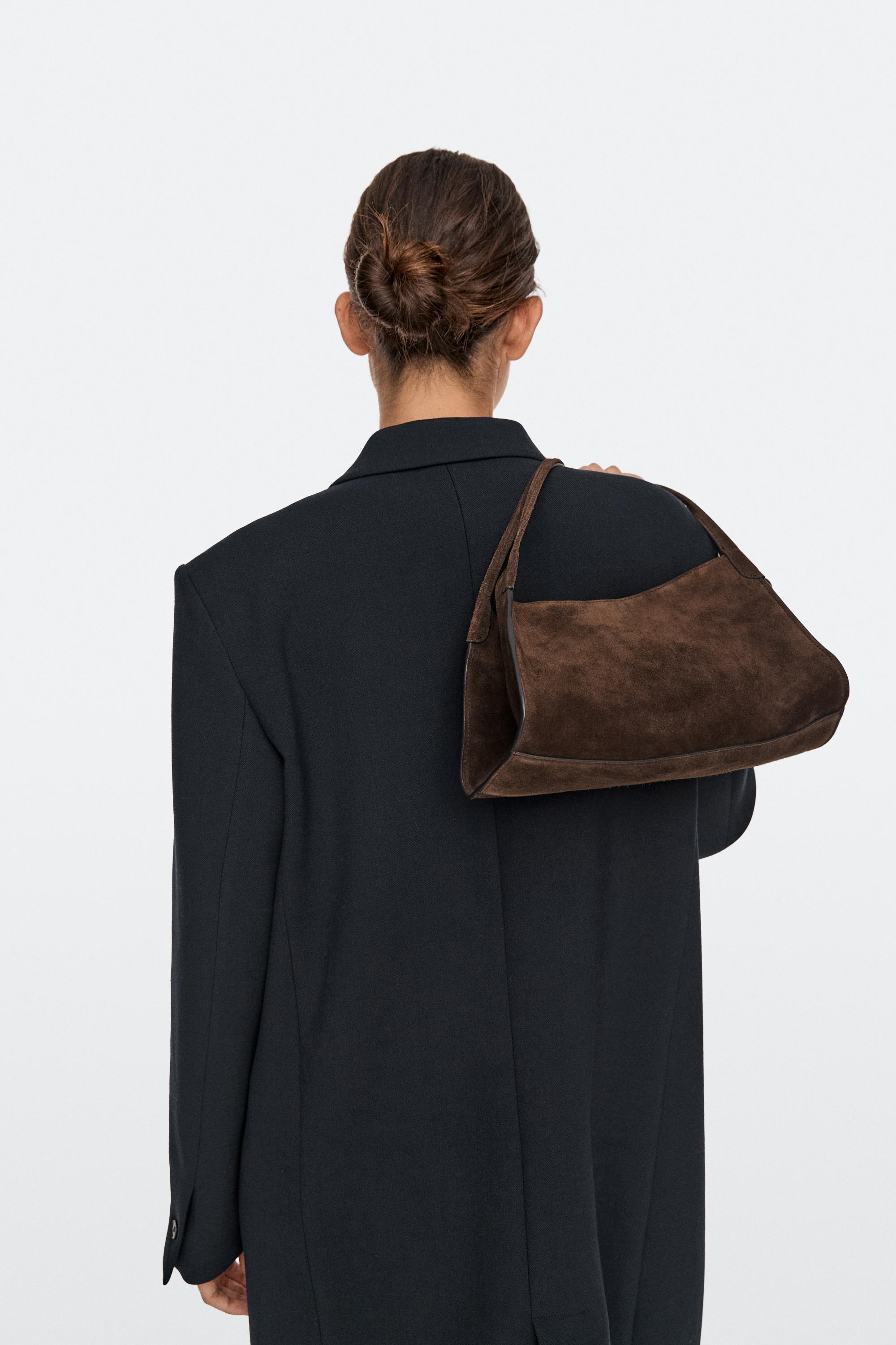 Mini split suede leather satchel