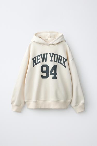 Zara VARSITY HOODIE - Ecru