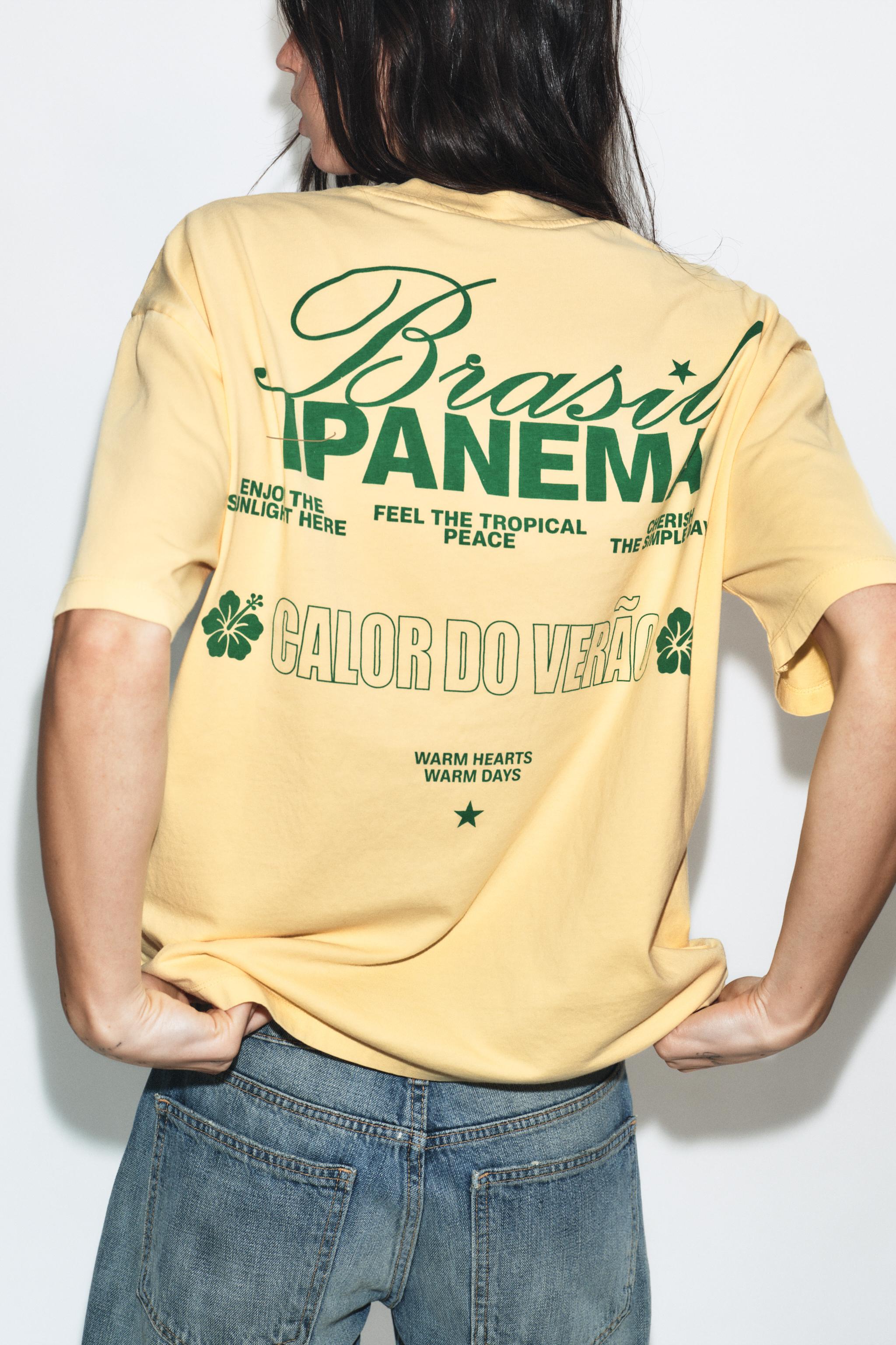 FADED-EFFECT TEXT T-SHIRT - Yellow | ZARA India