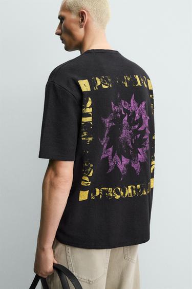 WASHED PRINT KNIT T-SHIRT - Black by Zara - Image 3