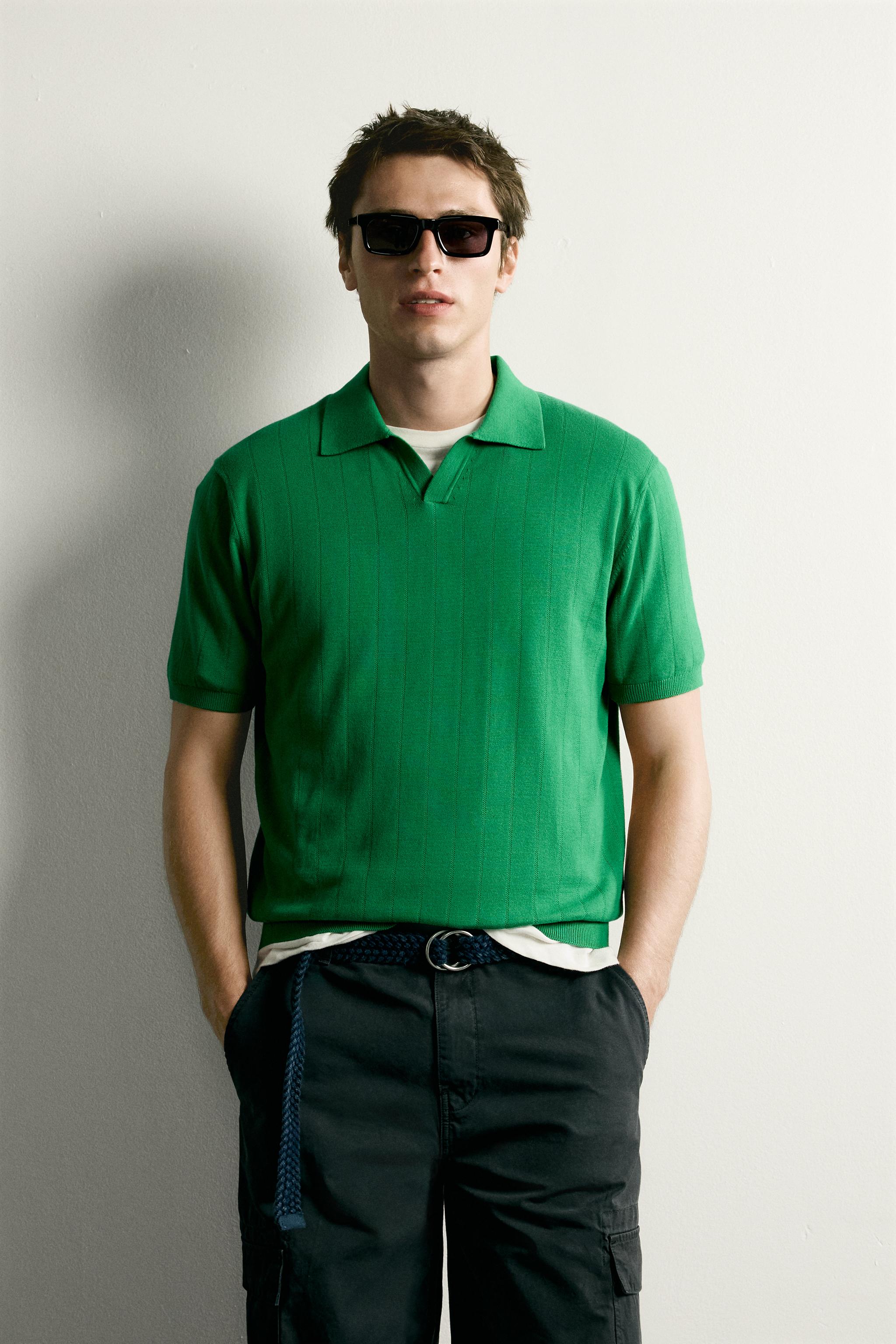 REGULAR FIT RIBBED KNIT POLO — Emerald (alternate view)