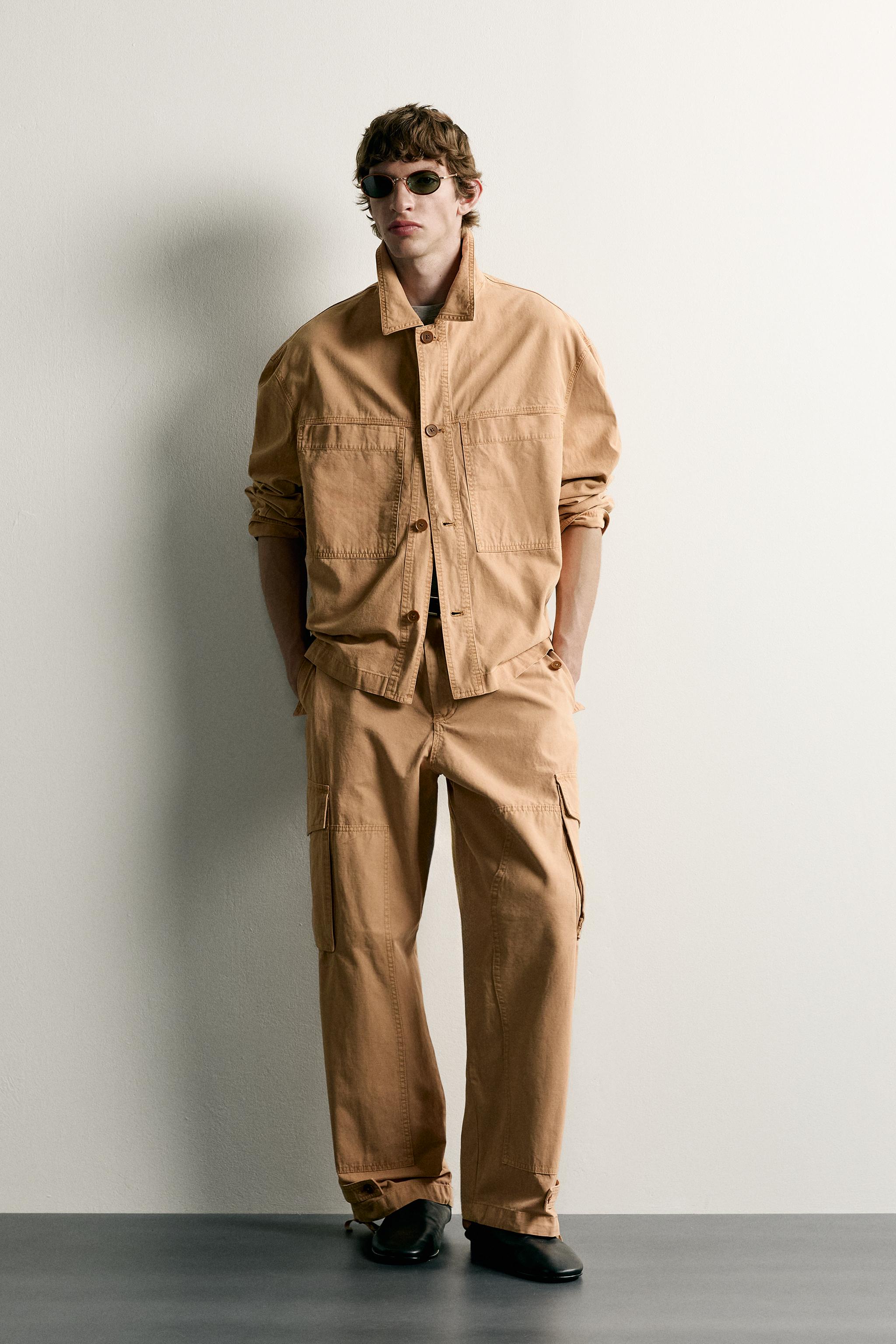 Мужские брюки Zara WASHED RELAXED FIT CARGO PANTS