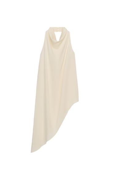 Zara ASYMMETRIC TOP ZW COLLECTION - Oyster-white