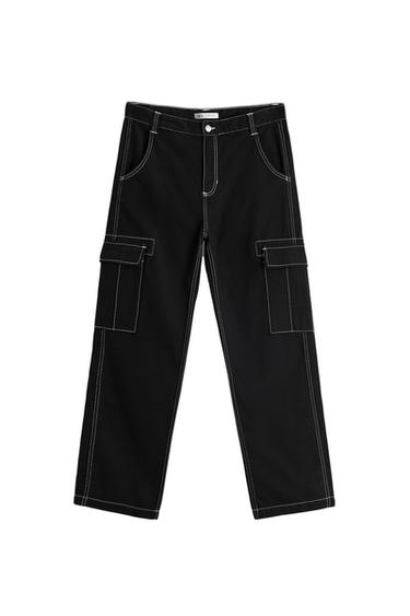JEANS CARGO PESPUNTES