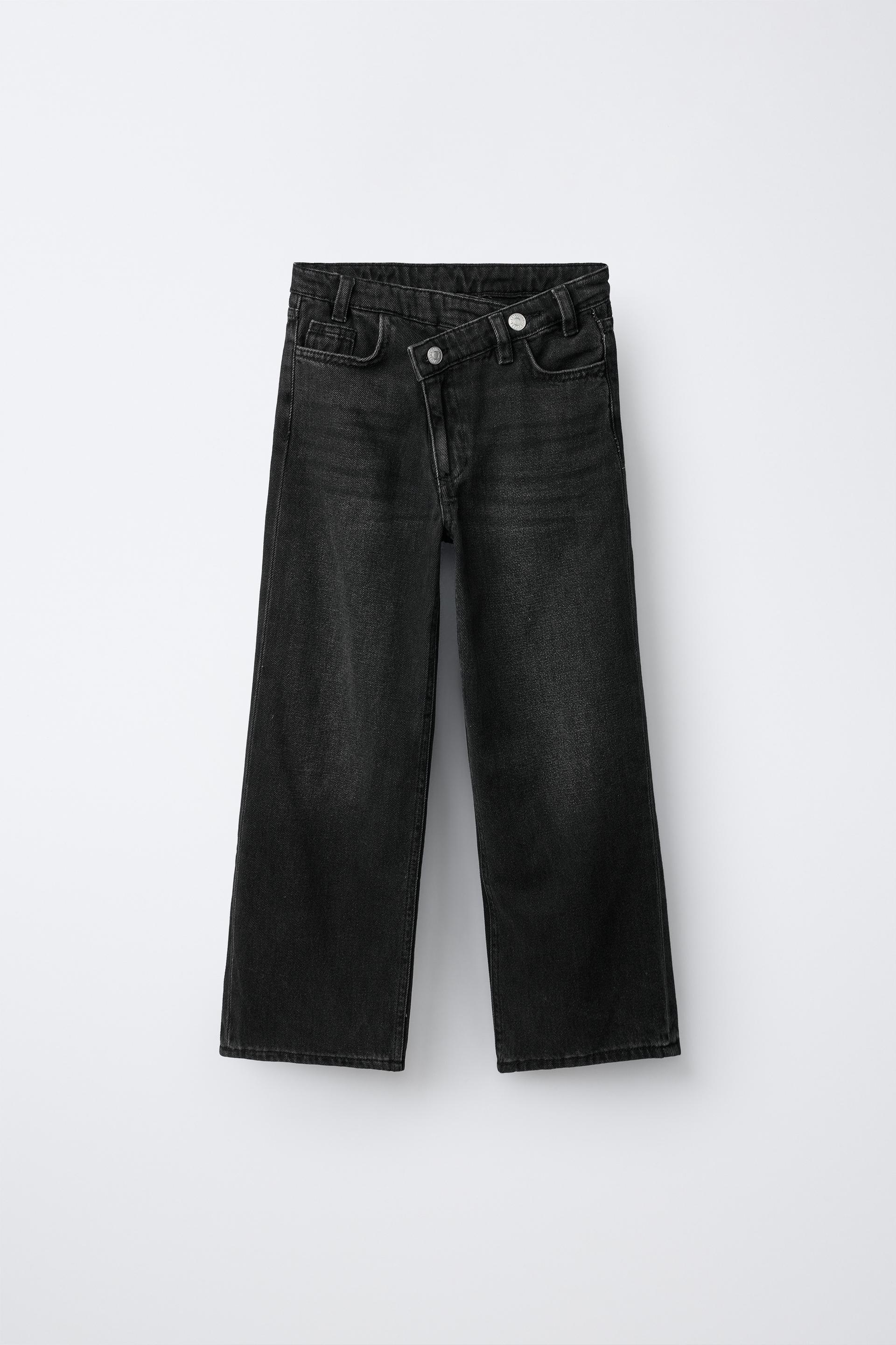 Crossover Waist Wide-Leg Jeans