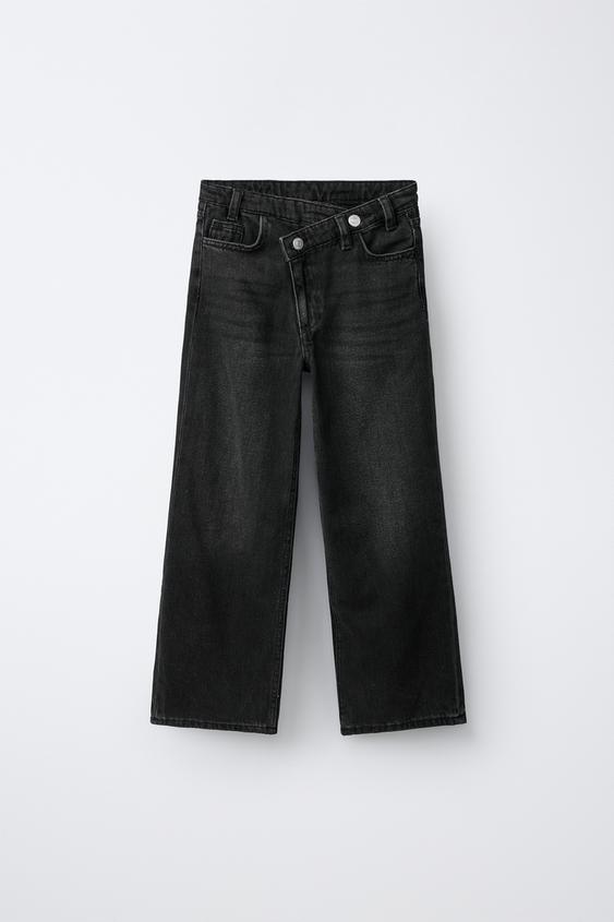 JEANS WIDE LEG CINTURA CRUZADA - Negro de Zara - Imagen 0