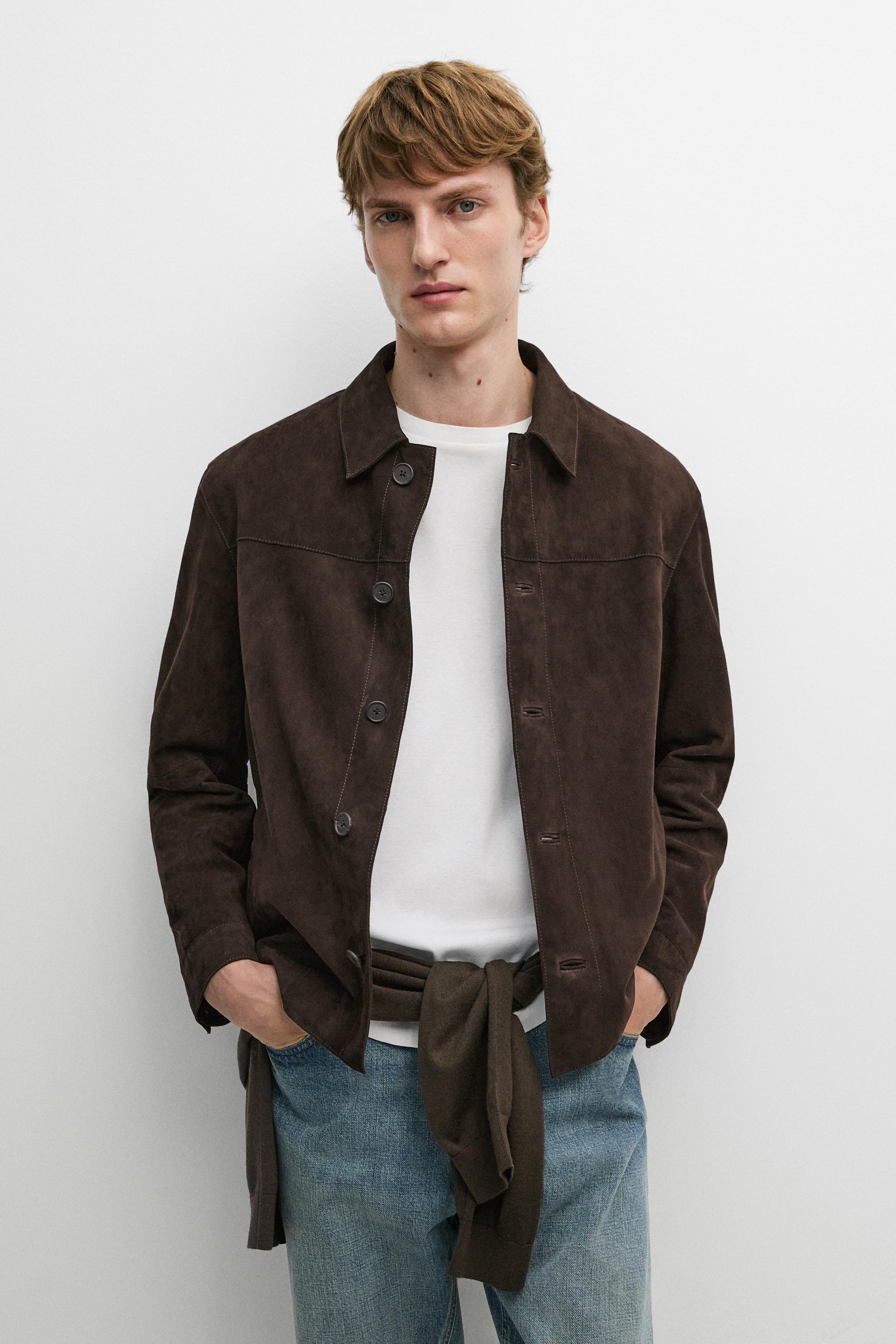 Suede leather pocket overshirt
