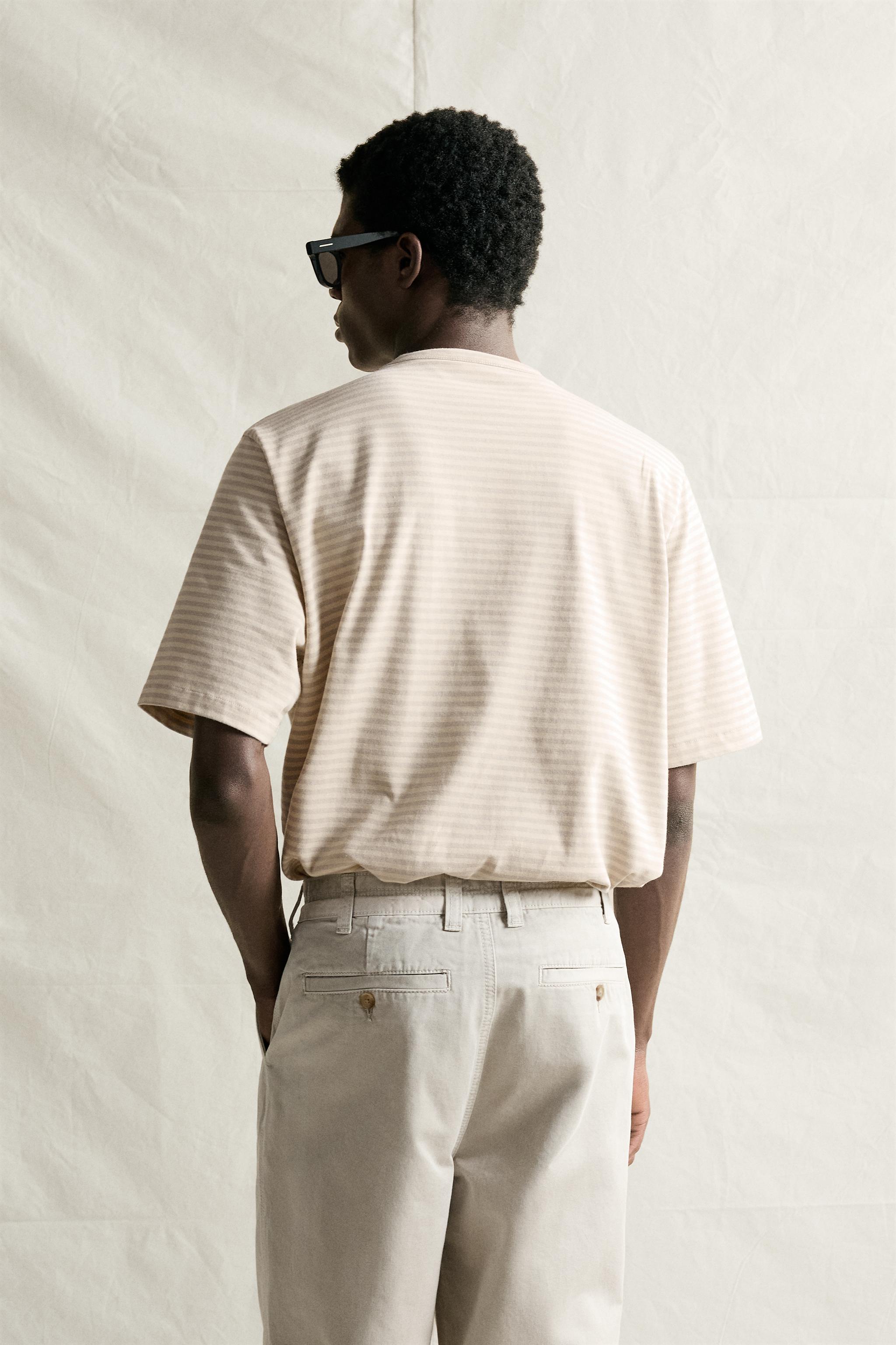 STRIPED JACQUARD POCKET T-SHIRT