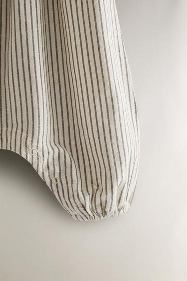 STRIPED CHRISTMAS BABY ROMPER WITH GATHERING - Oyster-white by Zara - Image 3