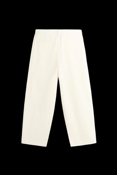Zara PLEATED CHINO PANTS - Ecru
