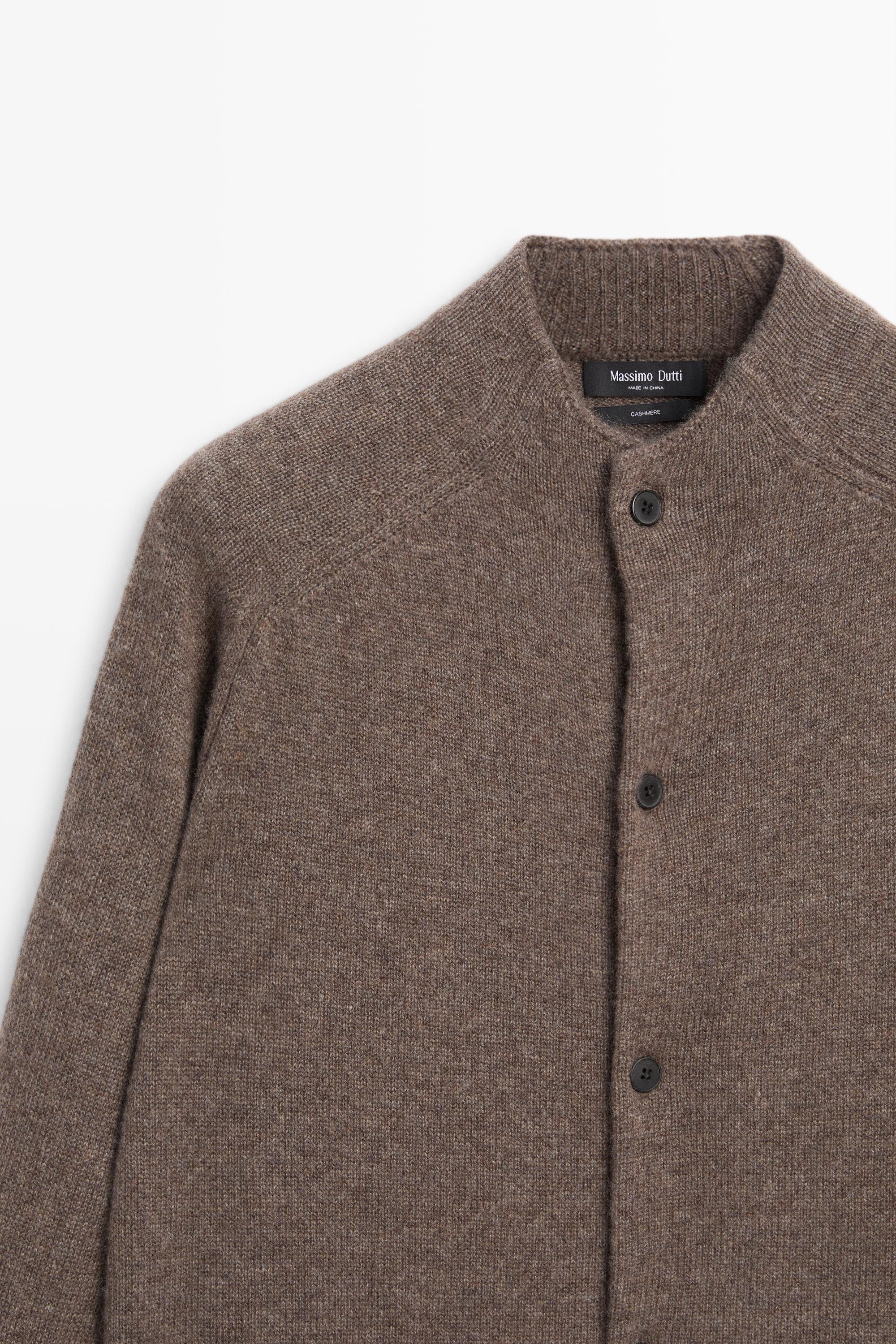 100% cashmere knit bomber cardigan