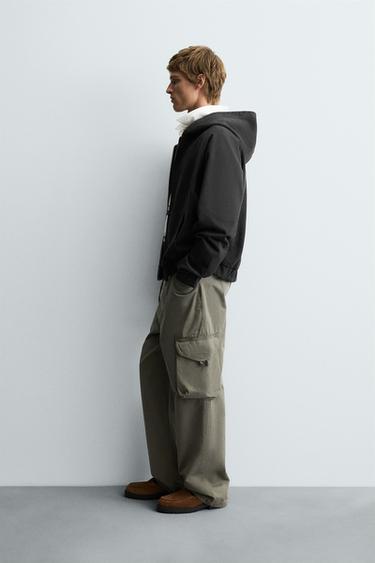 SWEAT BOXY FIT À CAPUCHE - vert kaki de Zara - Image 3