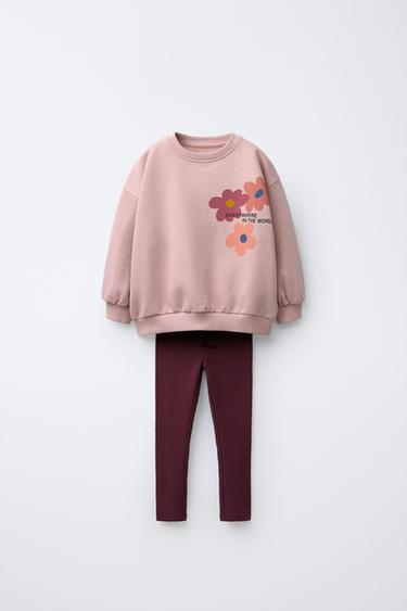 PRINTED SWEATSHIRT AND LEGGINGS SET - Faded pink by Zara