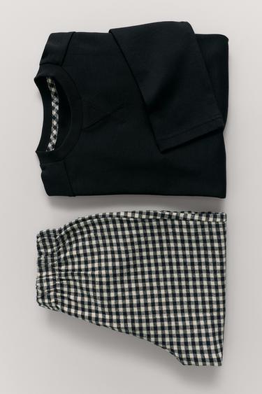 Zara 3-14 YEARS / COMBINED FLEECE AND GINGHAM PAJAMAS - 