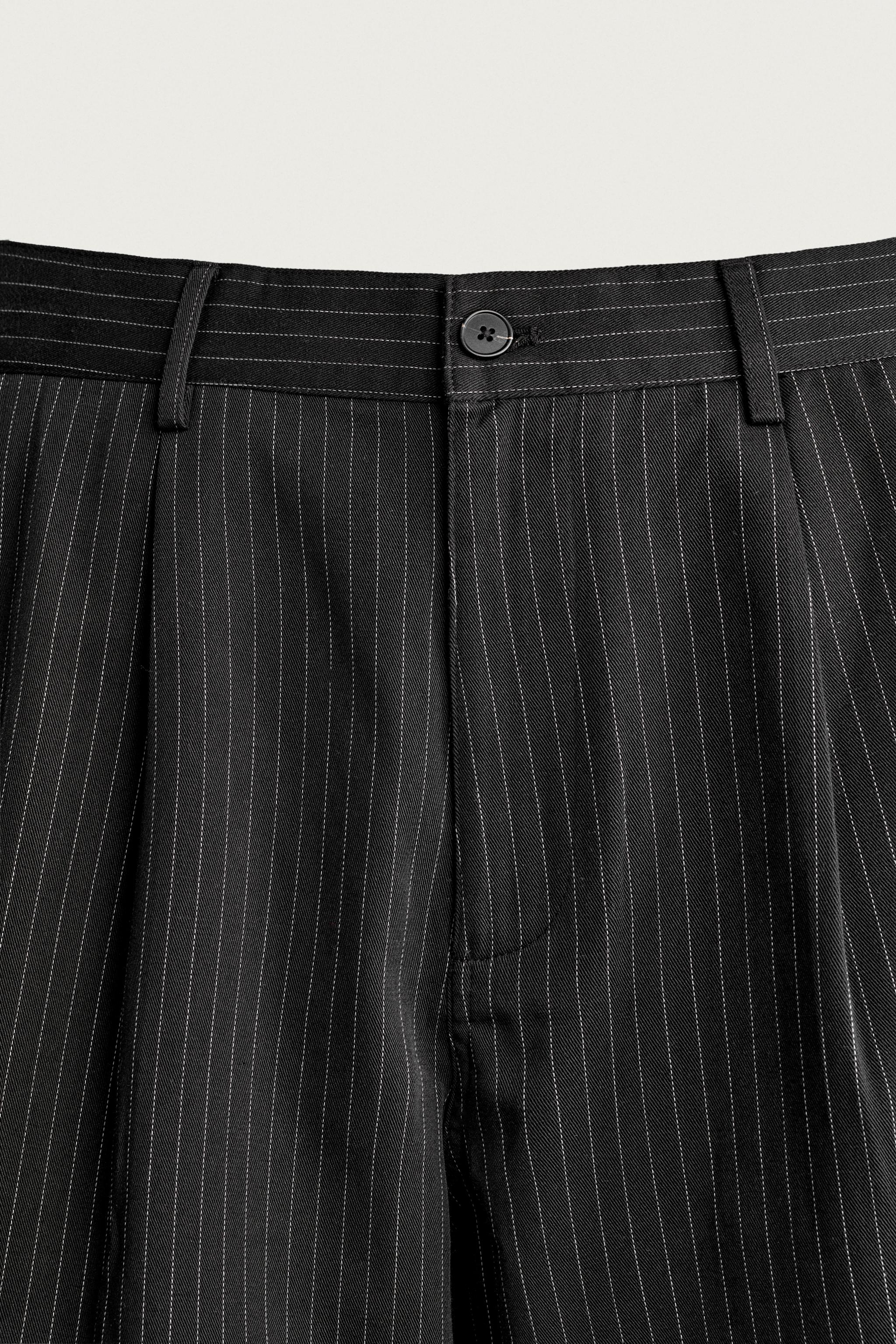 Мужские шорты Zara PINSTRIPE BAGGY FIT SHORTS — фото 9