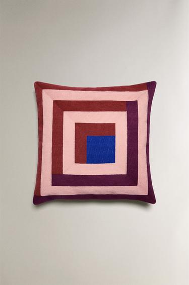 Zara SQUARE COTTON THROW PILLOW COVER X COLLAGERIE - Pinks